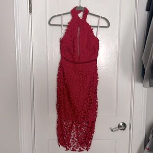 Stunning Bardot red high neck dress- perfect cocktail dress!